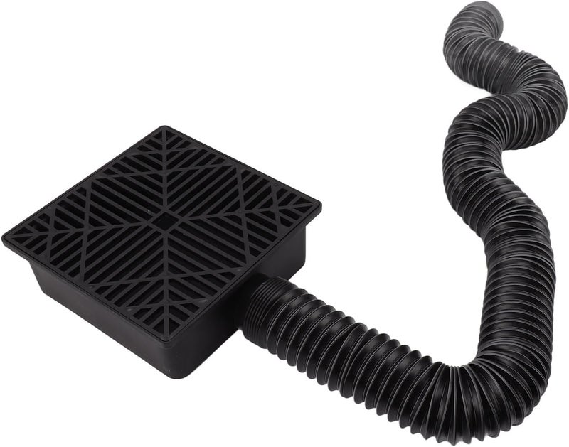 equlup Catch Basin Downspout Extension, 2.5-8ft No Digging Catch Basin Gutters Low Profile Downspout Extender Dual Drain Hole Rainwater Diverter - Image 1